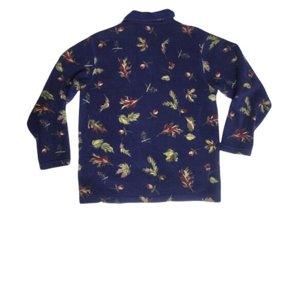 VINTAGE 90s shacket floral button front blue fleece button up jacket M - Picture 3 of 10